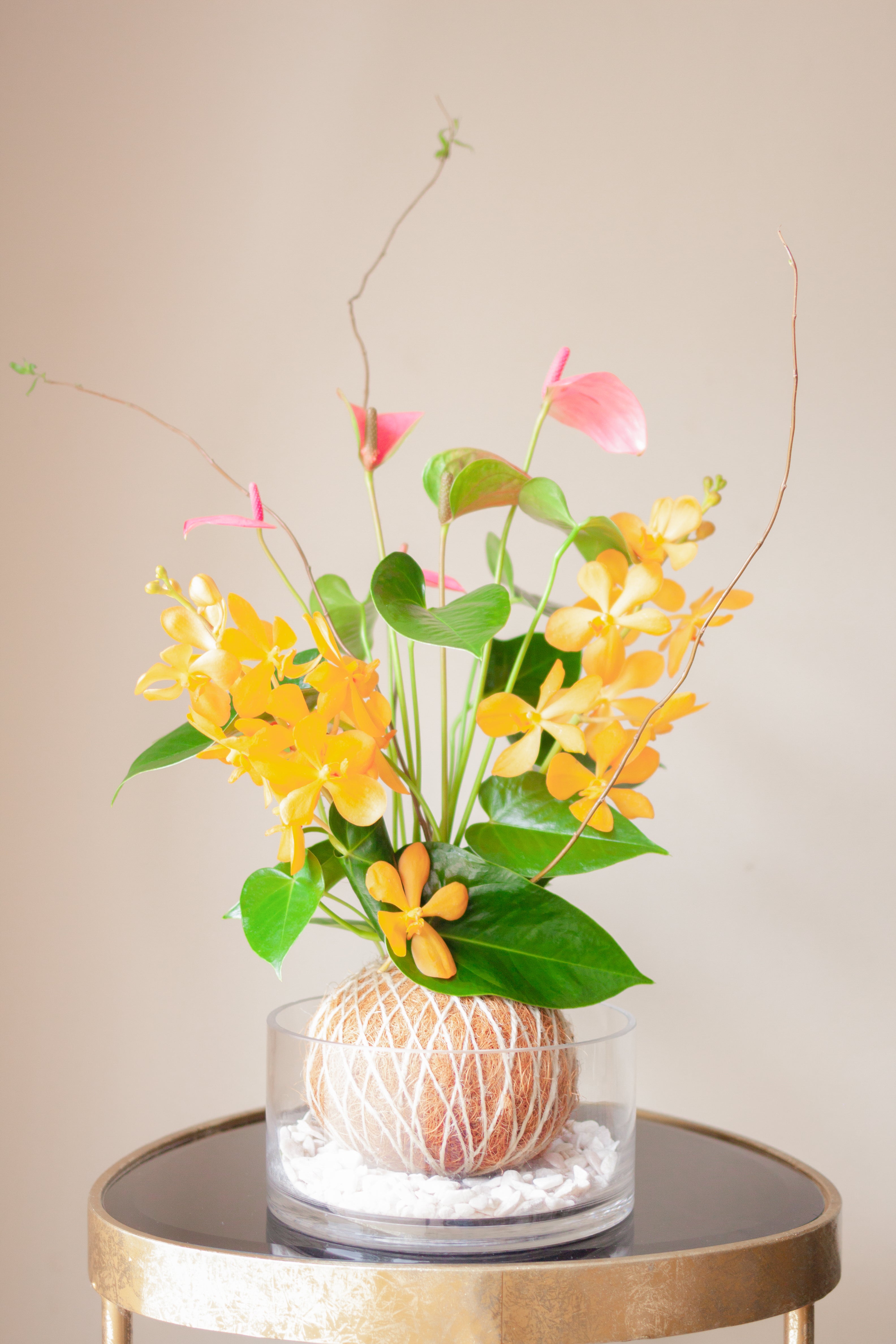 Anthurium Rosa con Orquídea Mokara